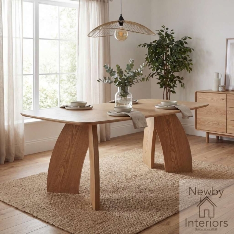 902-04-20 - Newbury Ash Veneer Top Large Dining Table with Sculptural Base
