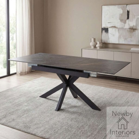 966-03-18 - Redcliffe Grey Ceramic Top Dining Table with Metal Legs 180cm