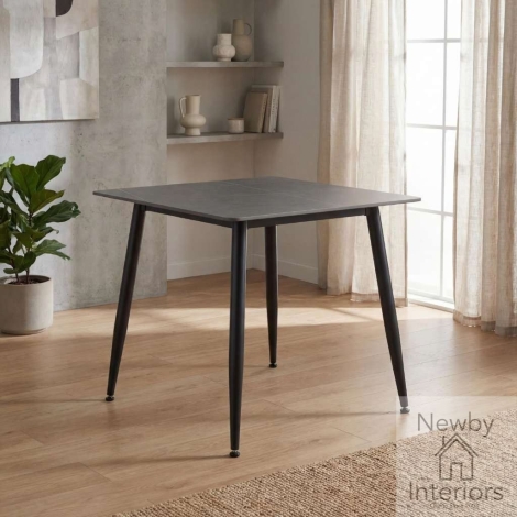 990-03-08 - Monaco Grey Granite Effect Ceramic Top Square Dining Table 80cm