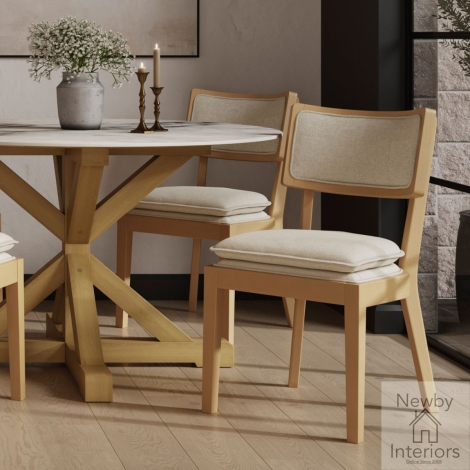 MAGFROCHA - 2 x Maggie Frost Woven Fabric Dining Chair with Wooden Frame