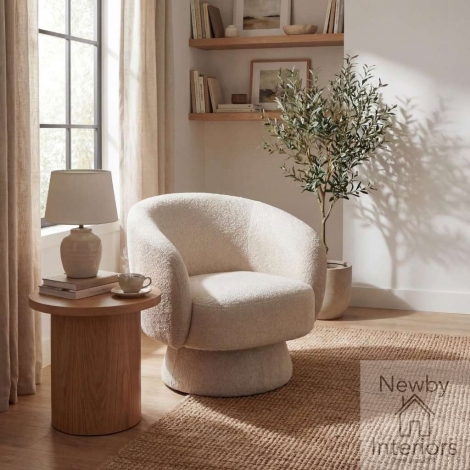 305-13-08-00-03 - Ashbourne Champagne Fabric Swivel Accent Chair