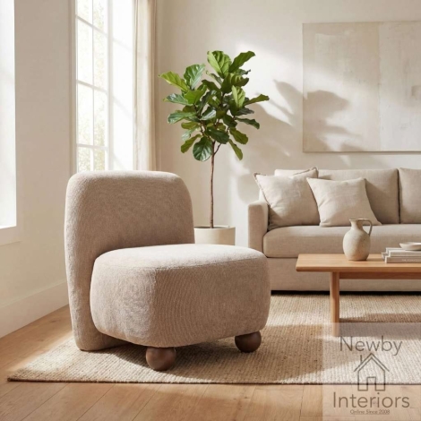 310-13-04-16-01 - Bramley Biscuit Fabric Low Back Armless Accent Chair