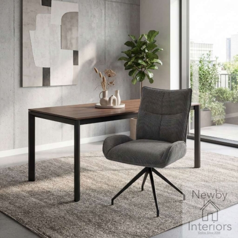 314-18-61-21-01 - Foxley Dark Grey Corduroy Fabric Dining Chair with Metal Legs (Pair)
