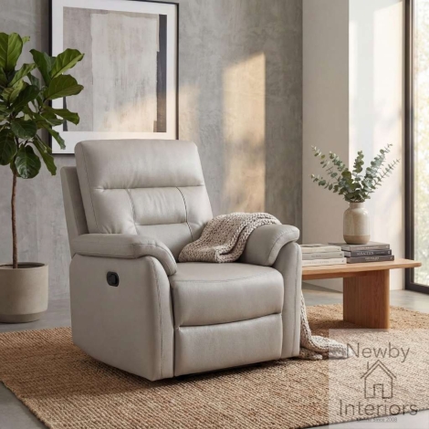 615-14-46-21-03 - Langford Light Grey Leather Effect Electric Recliner Armchair