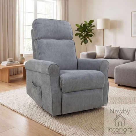 Pemberton Grey Fabric Rise & Recline Armchair with Metal Base