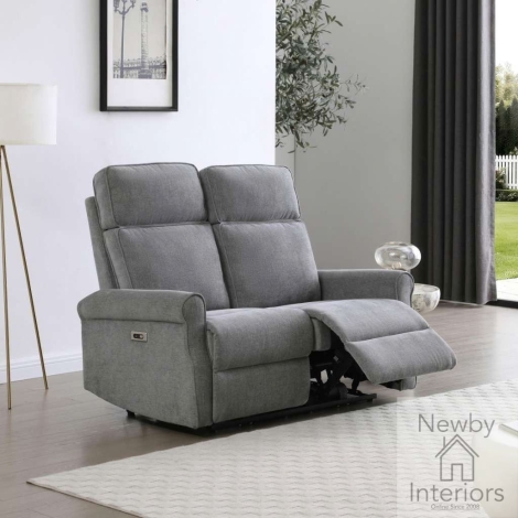 627-05-03-21-01 - Riverton Grey Fabric 2 Seater Electric Power Riser Recliner Sofa
