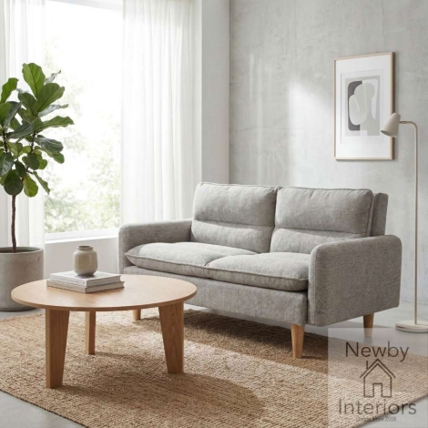 823-06-04-05-01 - Corinth Natural Chenille Effect Fabric 3 Seater Sofa with Wooden Legs