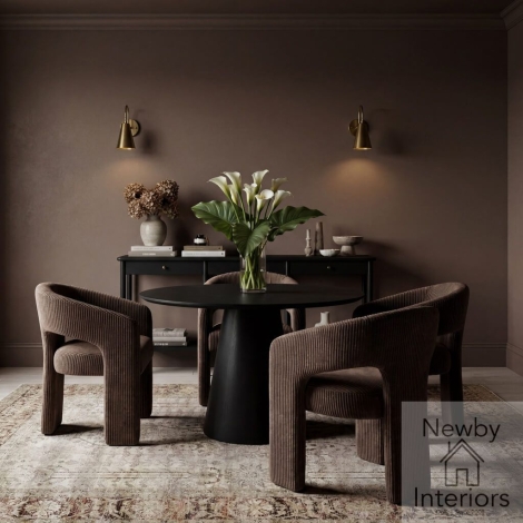 ALBCOCCHA - 2x Alba Cocoa Cord Fabric Upholstered Dining Chair