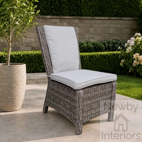 ALEX0176 - Signature Weave Pair of Alexandra Weave High Back Armless Chair Silver Grey Cushions