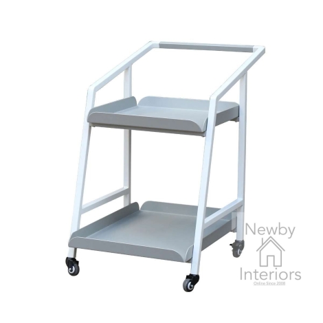 ALU-DRTR-WH - Aluminium 2 tier Trolley White with Caster Base