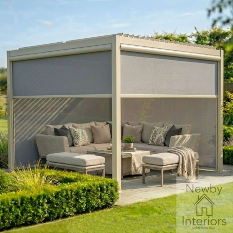 Maze Como 3m x 3m Aluminium Metal Outdoor Garden Pergola Frame only Latte