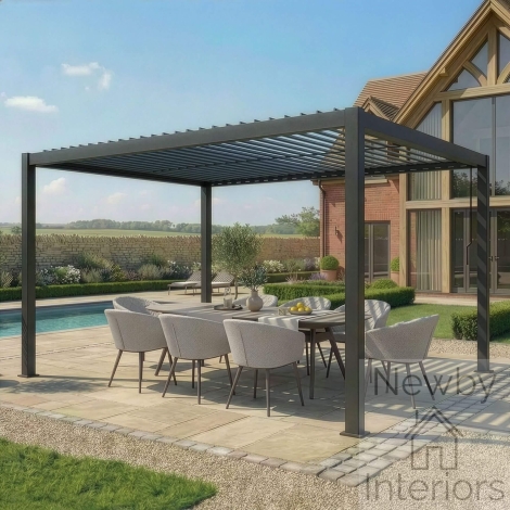 Maze Como 3m x 4m Aluminium Garden Pergola LED Lights Grey
