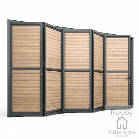 ALU-GB-EDEN-BIFLD-16 - Maze Eden Pergola Bi Folding Louvre Door fits within 4m Wood Effect