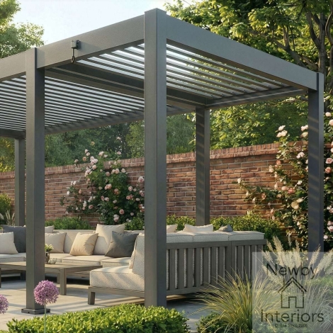 ALU-GB-EDEN-ME-12 - Maze Eden Pergola Aluminium Manual Extension 3 x 1.4m Frame Only Grey