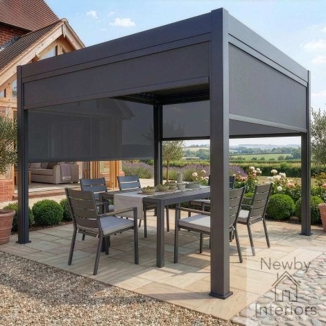 ALU-GB-JUPITER-BL-3M - Maze Jupiter Pergola Zip Drop Side Blind to fit within 3m width Grey