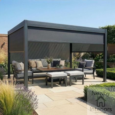 ALU-GB-JUPITER-BL-4M - Maze Jupiter Pergola Zip Drop Side Blind to fit within 4m width Grey
