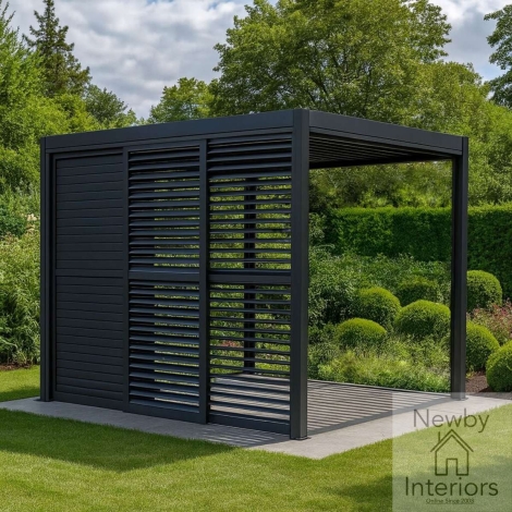 Maze Como Pergola Sliding Louvre Door 3m 270 x 218cm Wood Effect