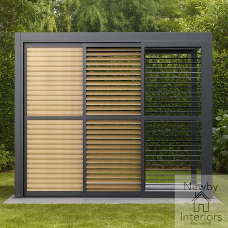 Maze Como Pergola Sliding Louvre Door 3m 270 x 218cm Grey