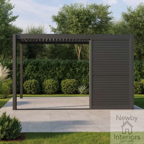 Maze Como Pergola Sliding Louvre Doors 4m 370 x 218cm Grey