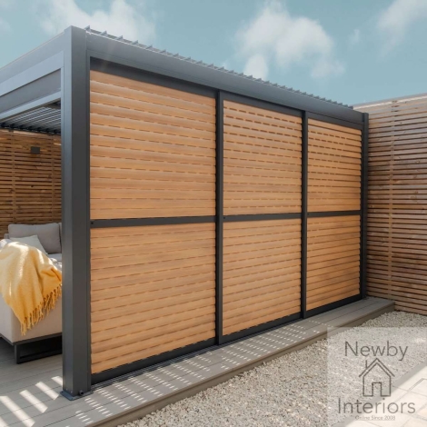 Maze Como Pergola Sliding Louvre Doors 4m 370 x 218cm Wood Effect