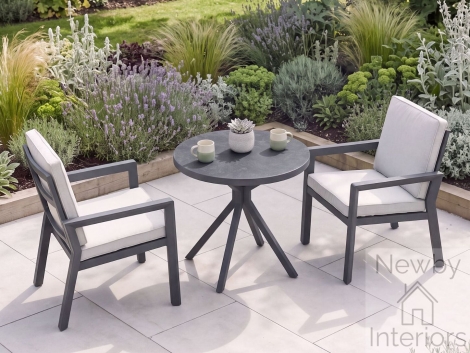 Maze New York 3 Piece Aluminium Ceramic Glass Bistro Set Dove Grey