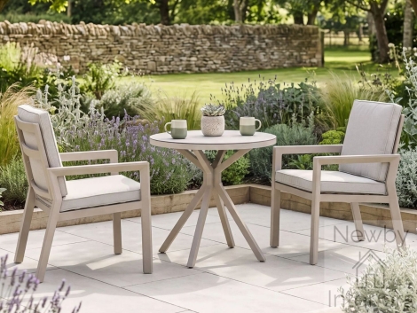 ALU-NY-101040-LAT - Maze New York 3 Piece Aluminium Ceramic Glass Bistro Set Latte