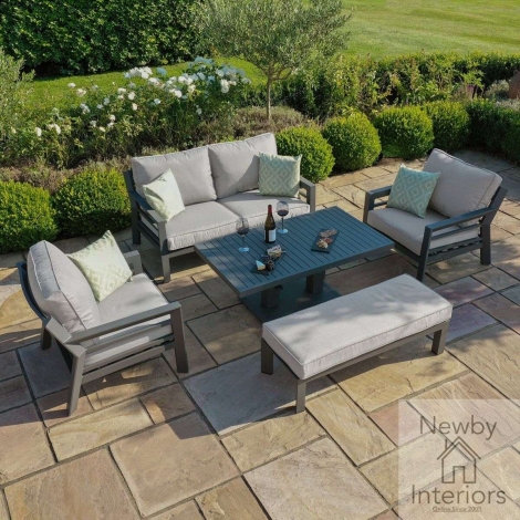 Maze New York 2 Seat Aluminium Sofa Set Rising Table Dove Grey