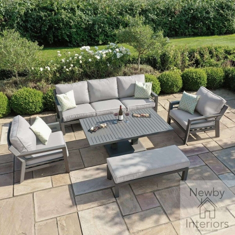 ALU-NY-403510-R-DG - Maze New York 3 Seat Sofa Set with Rising Table Dove Grey