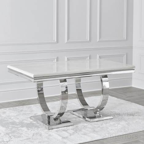 Chelsea-DT-180 - Arianna Marble & Chrome 180cm Dining Table (Choose Size/Colour)