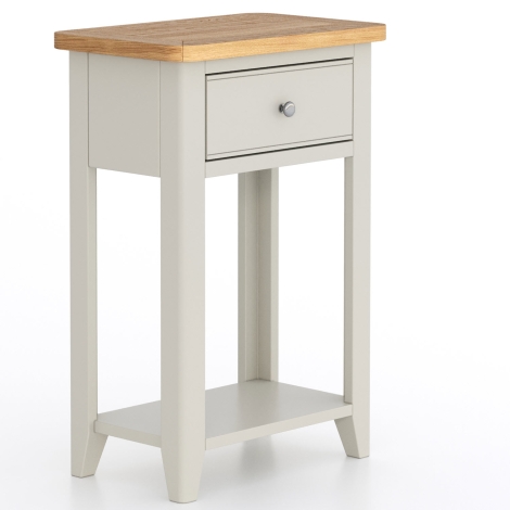 NH-YNP-14 - Arlena - Oak Top 1 Drawer Tall Lamp Table - Grey Painted Finish