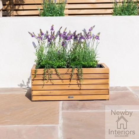 BALI2-SM-PLT - Maze Bali Small Planter with Metal Liner - Acacia Wood