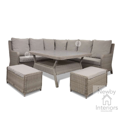 BELG0573 - Signature Weave Belgravia Curved Corner Sofa Set Powder Coated Aluminium Frame