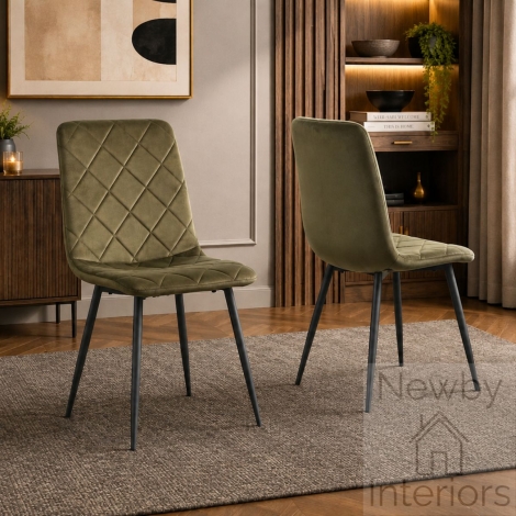 Bella Grey Jupiner Green Dining Chairs - Pair
