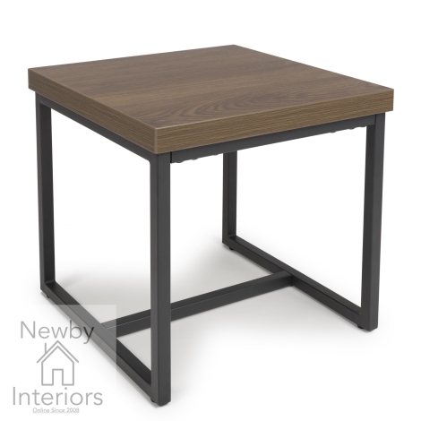 BOS-008-SO - Boston Smoked Oak Square End Table Black Metal Legs