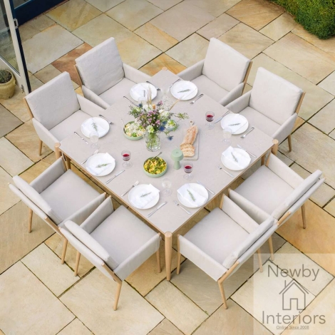 Maze Burford 8 Seat Aluminium Square Dining Set Almond & Wood Effect Frame