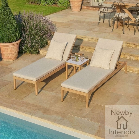 Maze Burford Aluminium Lounge Set with Square Coffee Table Almond & Wood Effect Framed