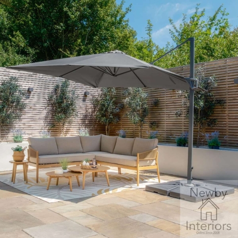Maze Helios 3m x 3m Square Rotating Cantilever Parasol with Base Charcoal Grey