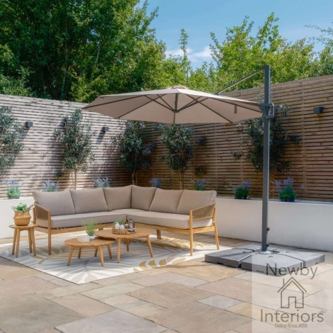 Maze Helios 3m Round Rotating Cantilever Parasol with Base Clay Beige