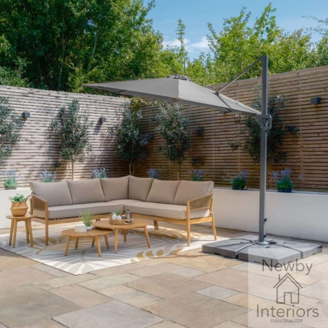 Maze Helios 3m Round Rotating Cantilever Parasol with Base Charcoal Grey