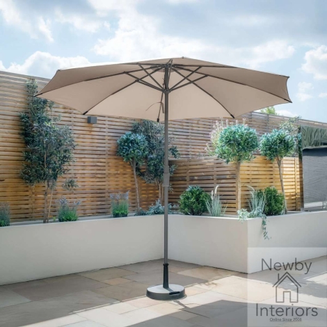 Maze Capri 2.7m Round Tilting Parasol with Crank Handle Clay Beige