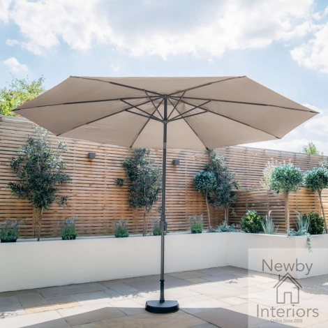 Maze Capri 3.5m Round Tilting Parasol with Crank Handle Clay Beige