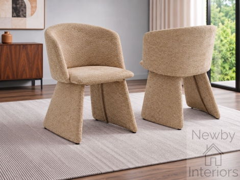 CH-382MI - Ravenna Mink Fabric Upholstered Curved Dining Chair (Pair)