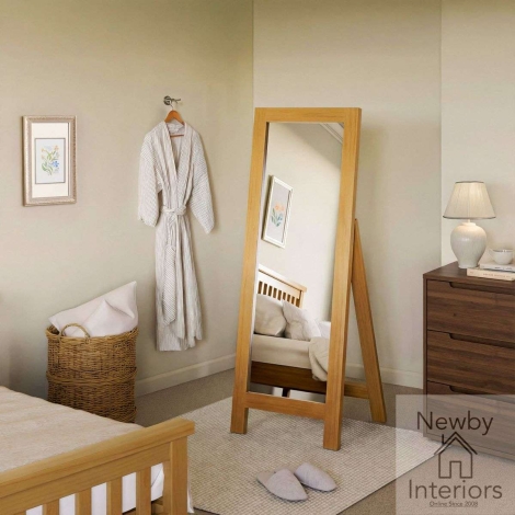 NH-CKP-14 - Chunky Pine Wood Cheval Mirror with Stand