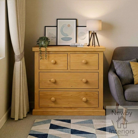NH-CKP-04 - Chunky Pine Wood 2 Over 2 Drawer Kids / Childs Chest