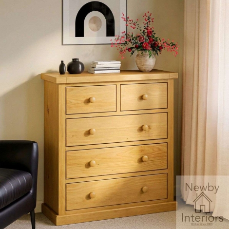 NH-CKP-05 - Chunky Pine Wood 2 Over 3 Drawer Chest