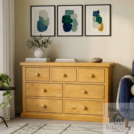 NH-CKP-06 - Chunky Pine Wood 3 Over 4 Drawer Chest