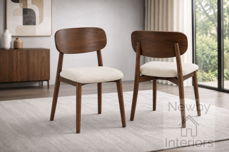 Clara Cream Fabric Dining Chair with Walnut Finished Frame