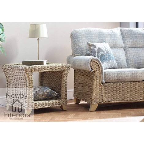 Clifton Natural Wash, Cane Lamp Table with Bronze Glass