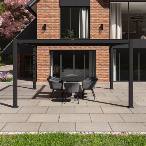 ALU-GB-404012 - Como Pergola Aluminium Square 40x40 Frame Only - Grey