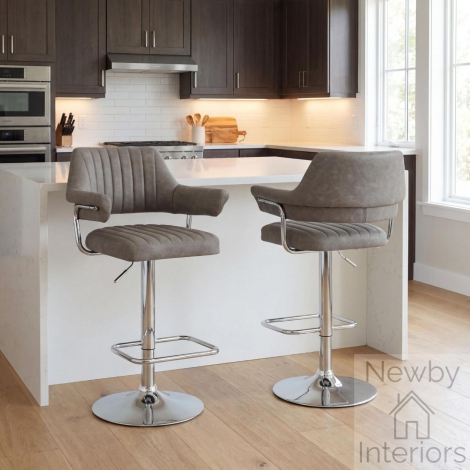 205-14-32-01-01 - Cortez Charcoal Leather Effect Bar Stool (Pair)
